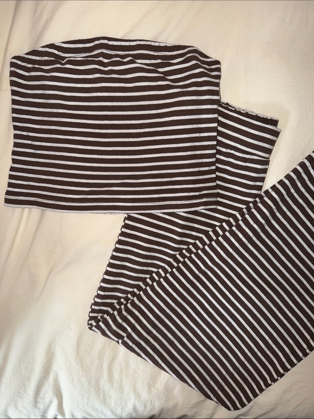 Free People Brown and White Striped Set
